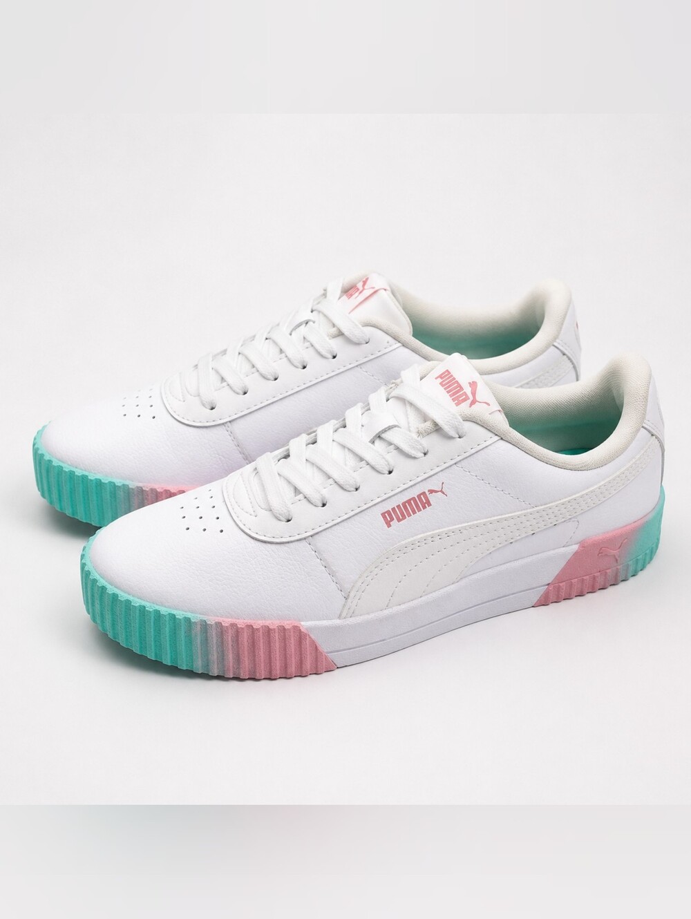 PUMA Carina 2.0 Fade Women’s Size 8 White Pink Teal Sneakers 368671-01